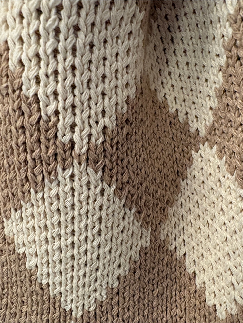 Kopari Woven Checker Knit Tote Bag in Cream and Tan - Picture 5 of 5